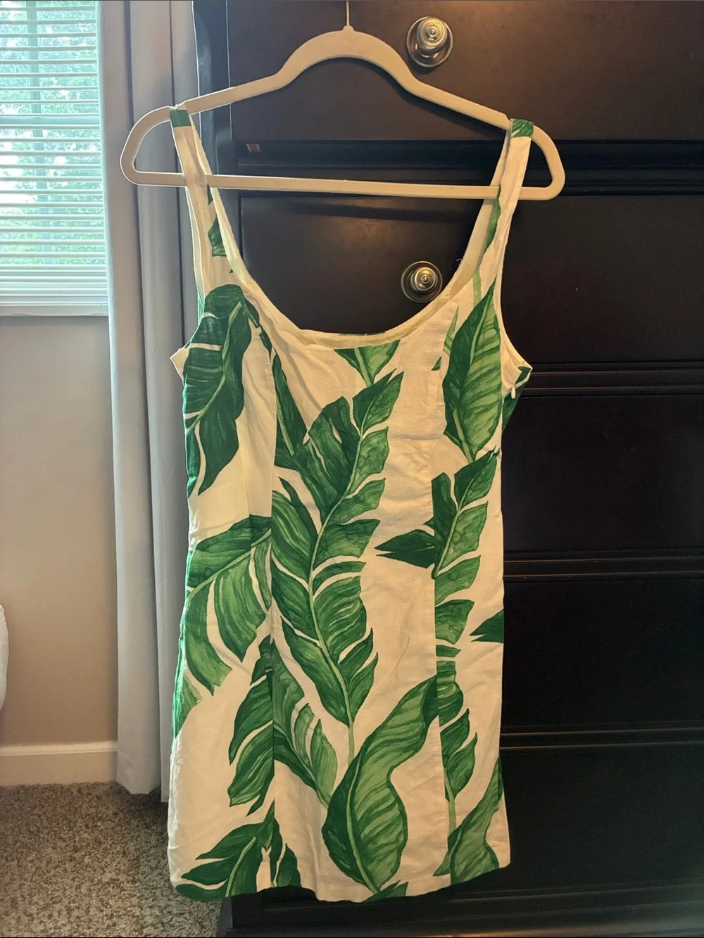 H&M Cream colored Dress with Green Leaf Print